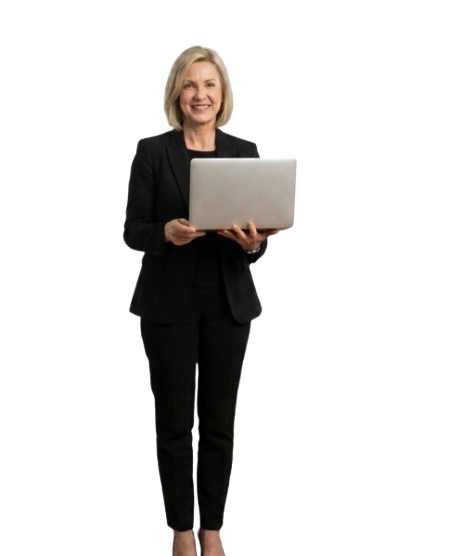 Data management services with a professional woman using a laptop for organizing and maintaining business data efficiently