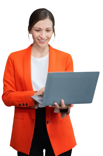 Professional woman working on a laptop with Office 365 support services